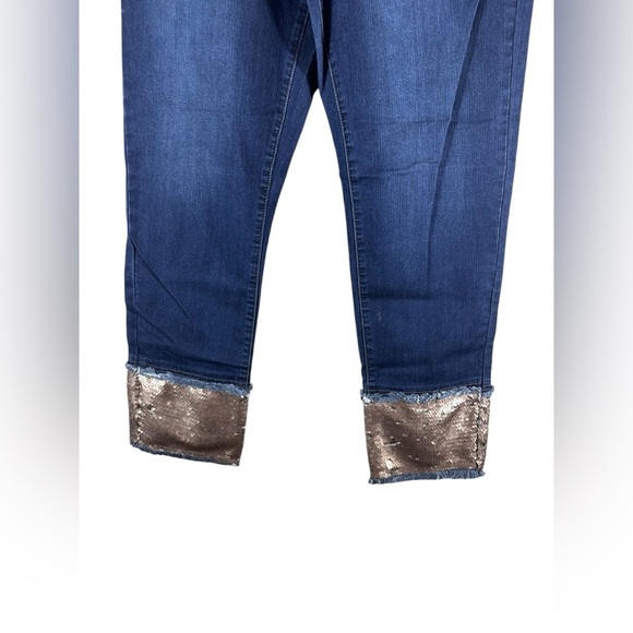 Tru Luxe Jeans Sequin Cuff Ankle Cropped Size 4 - Picture 4 of 8
